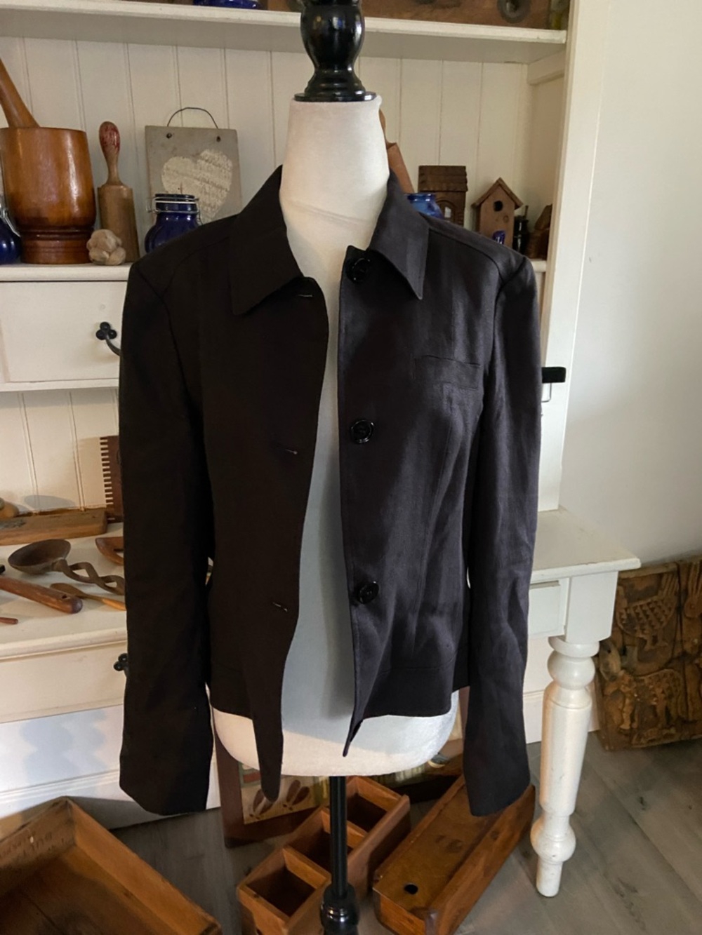 Talbots Black Button-Front Blazer Jacket